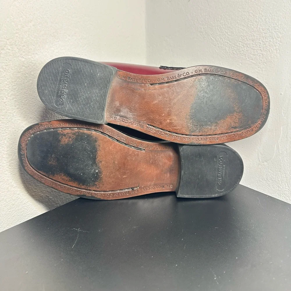 GH Bass & Co Weejuns Fringe Horsebit Loafers Dress Shoes Women’s 9.5 Burgundy - Picture 7 of 12